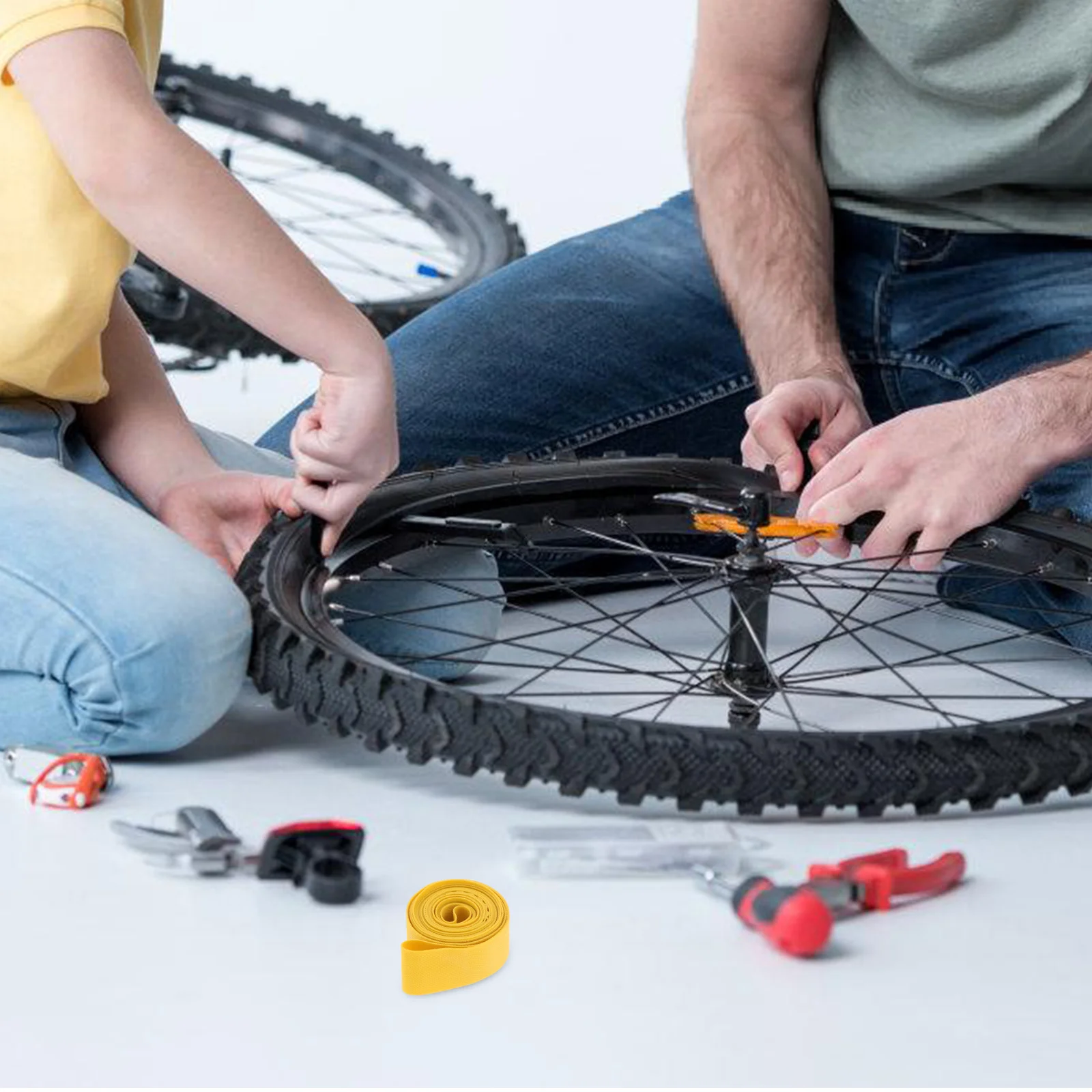 

2pcs Bicycle Tire Liner Durable Punctureproof Inner Tube Protector Yellow Debris For Road Mountain Bike Wheel