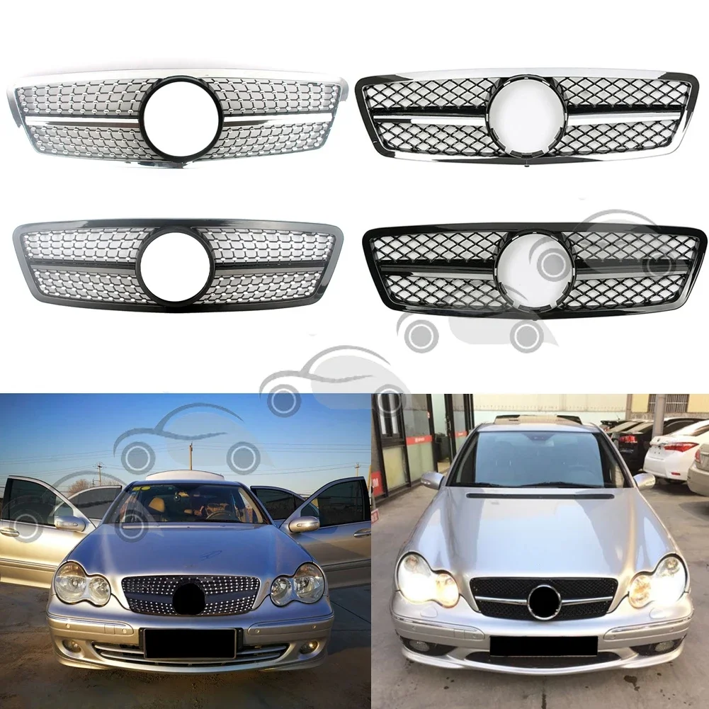 Car Front Upper Grill Bumper Grille fit For Mercedes Benz C-Class W203 C280 C320 C240 C200 2000-2004 2005 2006 2007 Four Doors