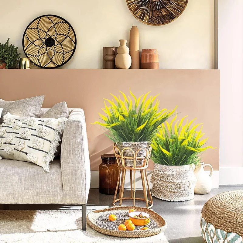 BAAD 10 pacchi Piante artificiali Erba da esterno con fiori Resistente ai raggi UV Verde Giardino Portico Finestra Decorazione della scatola