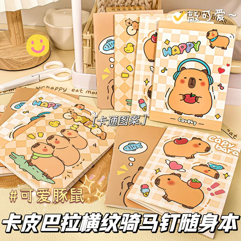 32P/10 Books Cute Capybara Kids Small Book Cartoon Portable Notepad Soft Copy Pocket Book Mini notebook Student Stationery Gifts