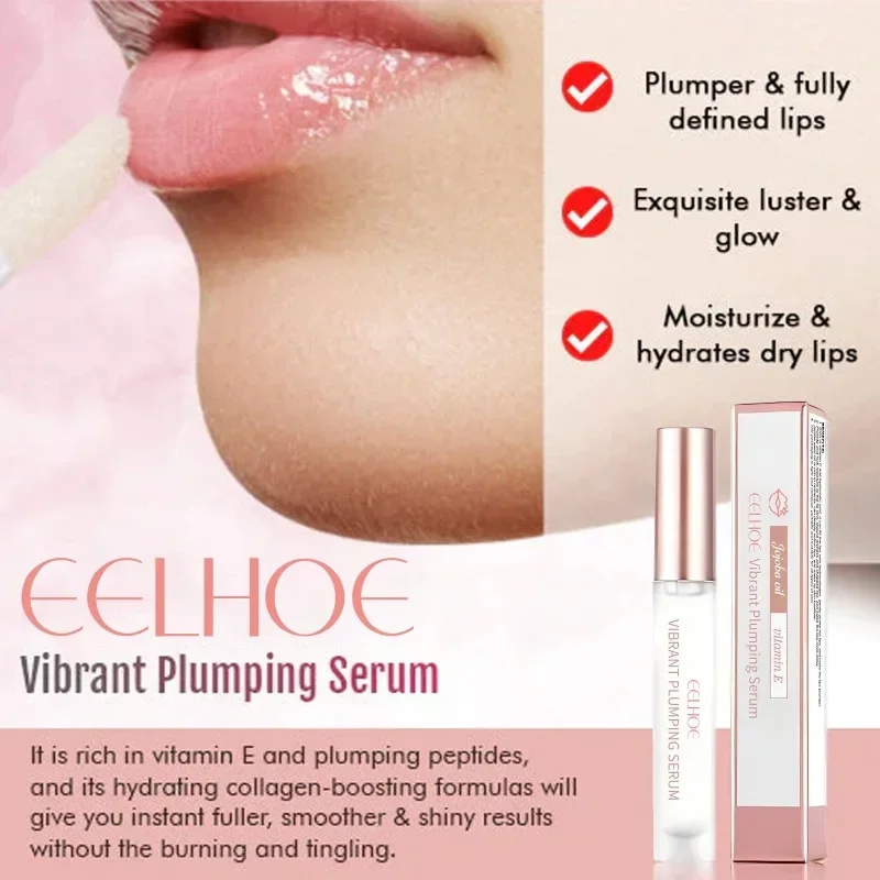 EELHOE Plumping Serum Lip Gloss Moisturizing Reduce-Cracking Dry Lighten Lip Lines Remover Dead Skin Hydration Lip Care Lips Oil