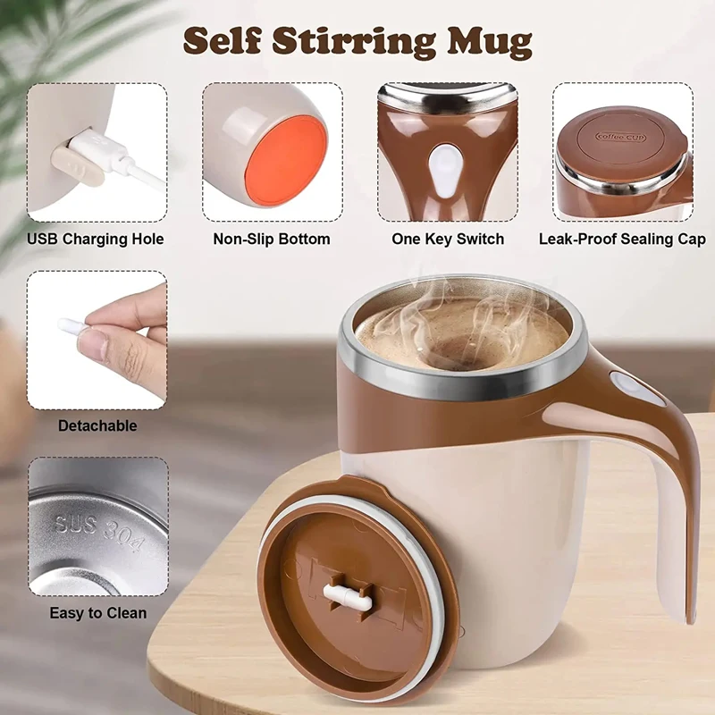 Multifunctional Automatic Mixing Cup Electric Milk Cup Magnetic Rotating USB Charging Milk Frother Coffee Mixing Cup