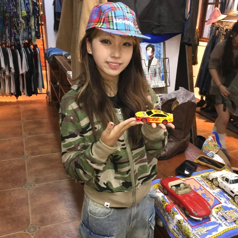 Karrram Japanse Y 2K Cropped Jack Vintage Harajuku Korte Jas 2000S Koreaanse Mode Camouflage Rits Capuchon Sweatshirt Grunge