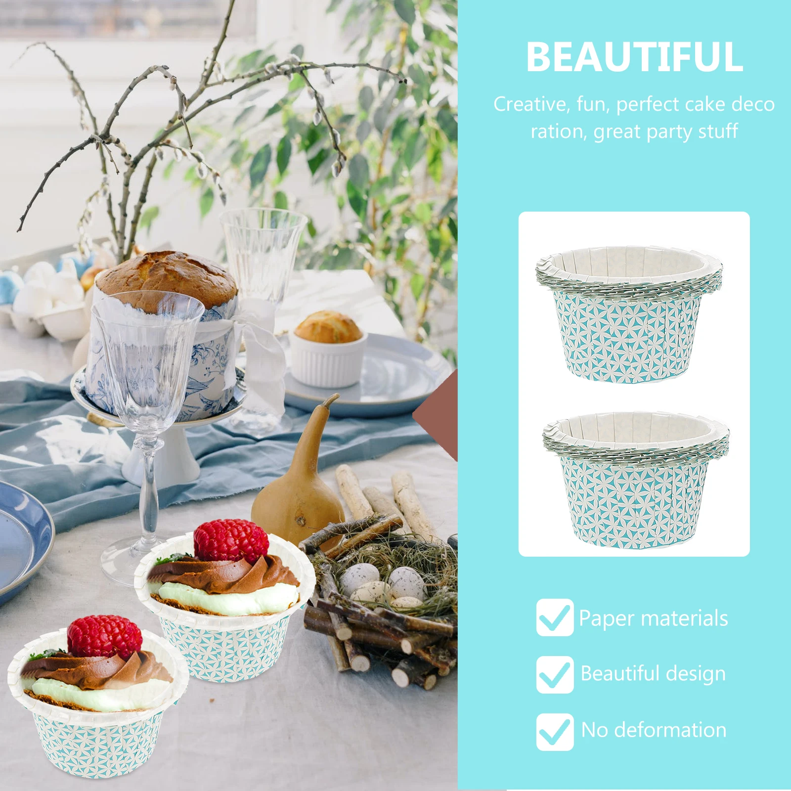 

50 Pcs Lace Cake Cup Baking Paper Cups Muffin Holder Disposable Greaseproof Cases Food Grade Safe Hygienic Uniform Thickness