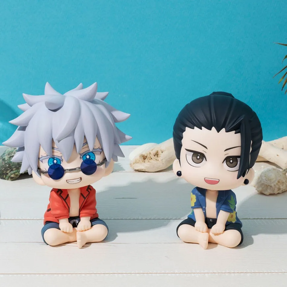 Anime JJK Figur Geto Suguru Look-up Figur Q Edition Satoru Gojo Figur Geto und Gojo Actionfigur Sitzende Pose Modell Spielzeug Geschenk