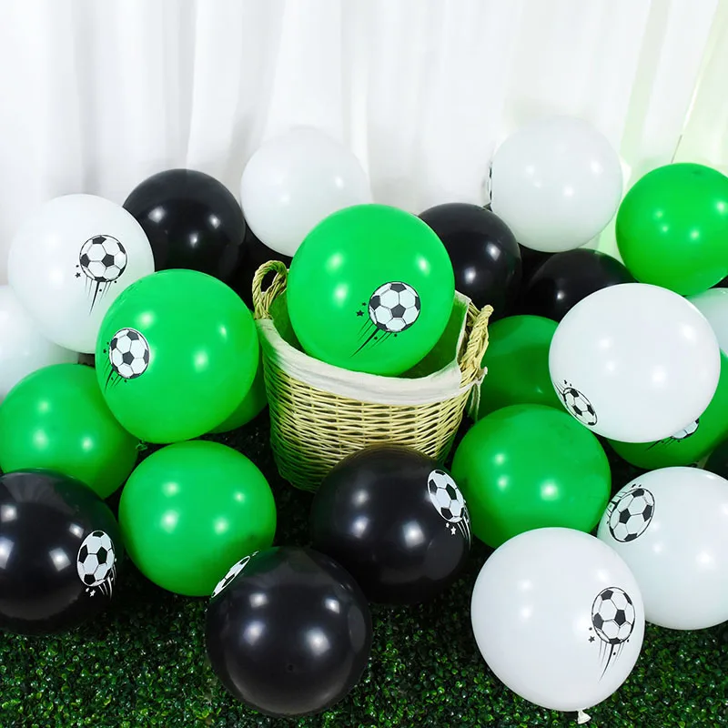 

10P 12inch Black White Green Football Latex Balloons Football Pitch Decoration Football Theme Birthday Party Decoration Supplies