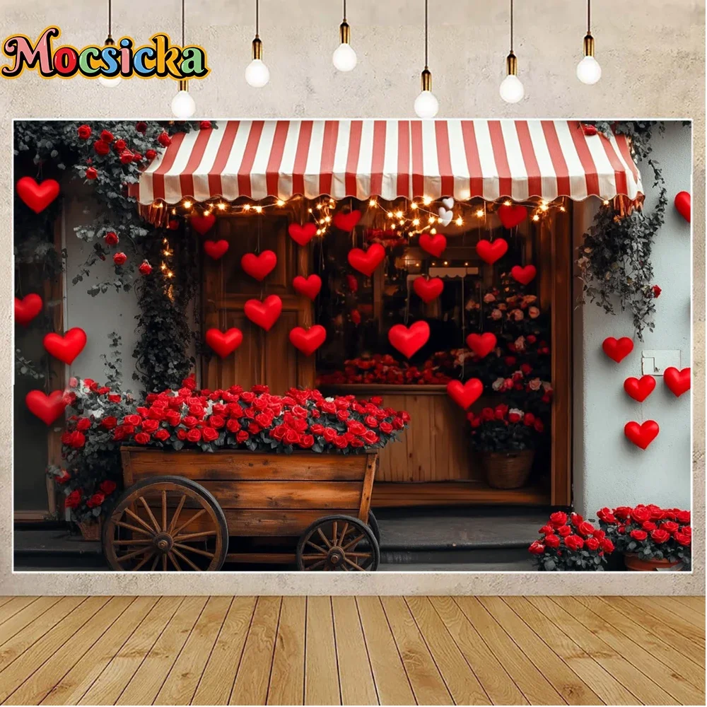 Mochisca 14 พฤศจิกายนวันวาเลนไทน์การถ่ายภาพพื้นหลังกุหลาบรักร้านดอกไม้ปาร์ตี้วันหยุดครอบครัวฉากหลังสตูดิโอ