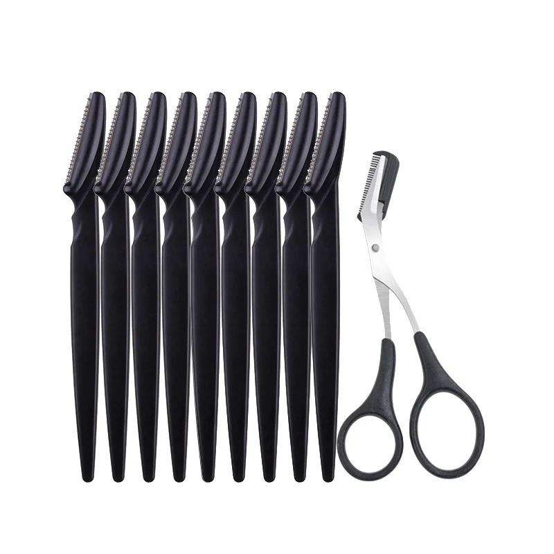 Yunduogirl 5/10/20Pcs Eyebrow Trimmer Set Women Face Hair Remover Brow Scissors Comb Safe Blade Scraper Shaver Makeup Tool