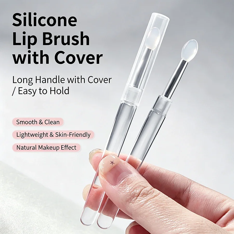 1/ 5Pcs Silicone Lip Brush, Long Handle Lip Applicator for  Lip Gloss Mask, Makeup Brush for Eyeshadow Nail Art Glitter Cosmetic