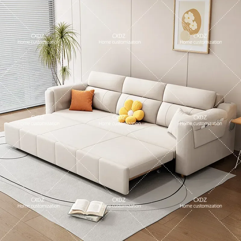 Multifunctional Velvet Sofa Bed for Small Apartments Foldable Pull Out Couch with Storage Living Room Furniture Space Saving