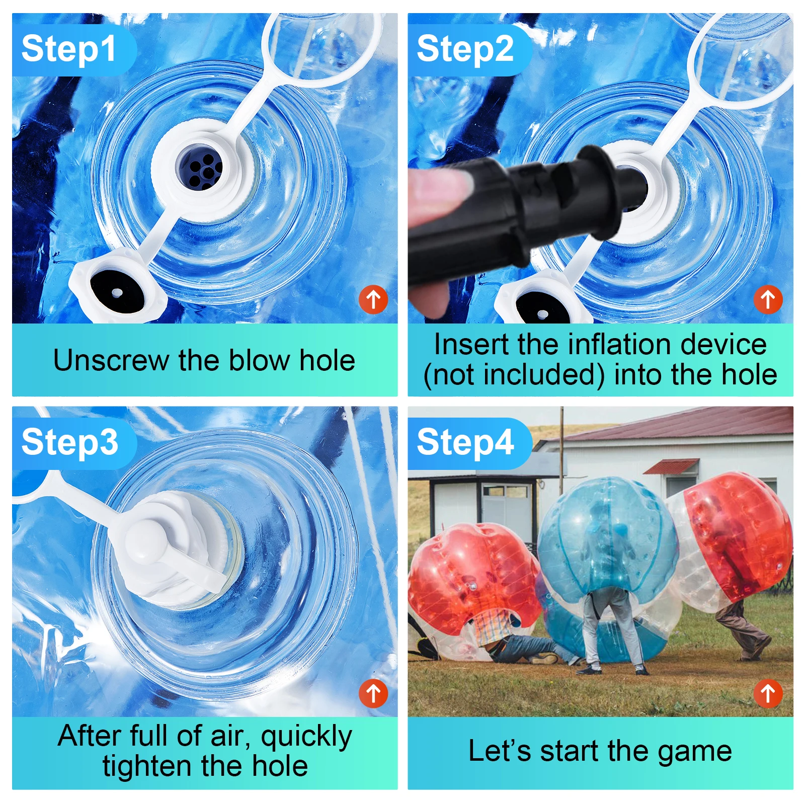 Casnuova 1.5M Gioco Gonfiabile di attività All'aperto della Palla di Zorb della Palla del Paraurti Gonfiabile delle Bolle del Buffer per metà Trasparente per metà Blu