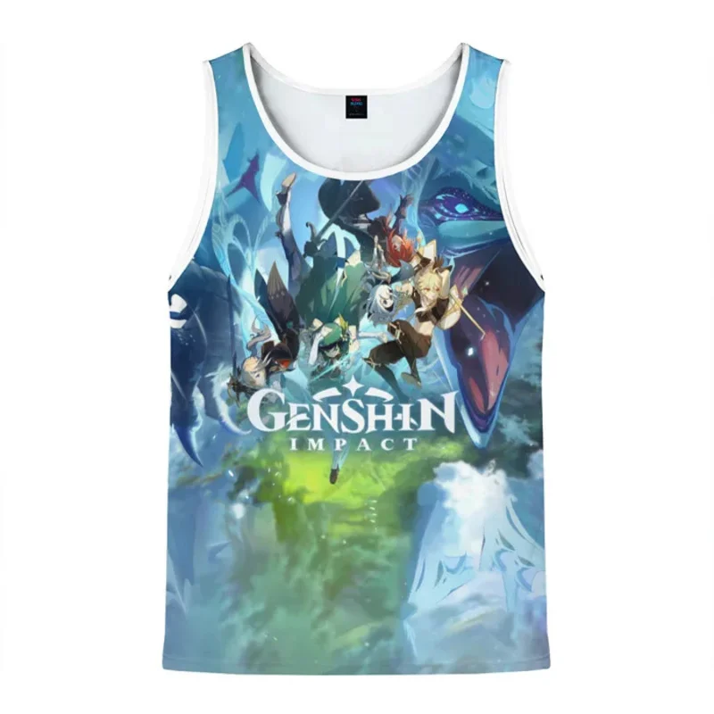 El más nuevo juego popular Genshin Impact Deona camisetas sin mangas con estampado 3D para hombres/mujeres chalecos sin mangas para hombres Top de playa ropa de gimnasio de gran tamaño de verano