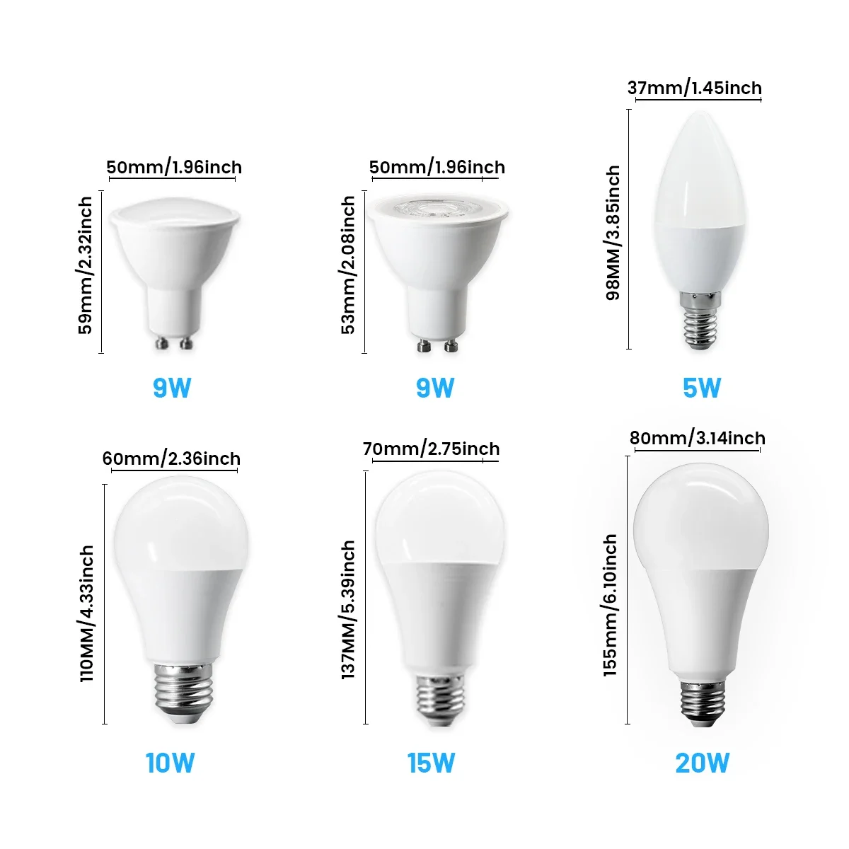 8개 E14 E27 GU10 LED 디밍 가능 전구 0-100% 디밍 3가지 색상 3000K 4000K 6000K 깜빡임 없는 조명 베이오넷 라이트 램프