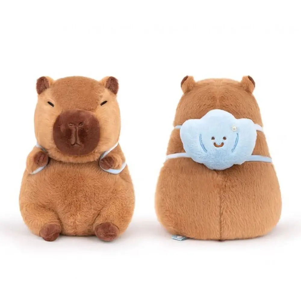 With Shell backpack Capybara Plush Toy Summer Cloth Doll Capibara Anime Fluffty Toy Simulation Cartoon Capybara Plush Doll