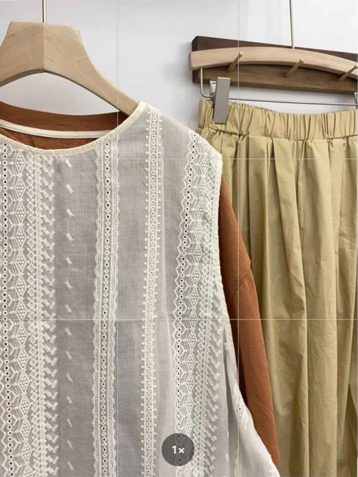 High-End Embroidered Oversized Cotton Linen Vest with Belt Women's Fashionable Layering Shoulder Pad Tank Top Short Length