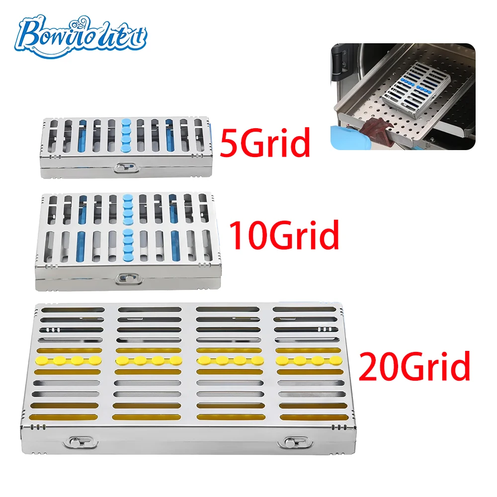 

Bonito Dent Dental Sterilization Rack Surgical Autoclavable Sterilization Box Dental Cassette File Burs Disinfection Tray