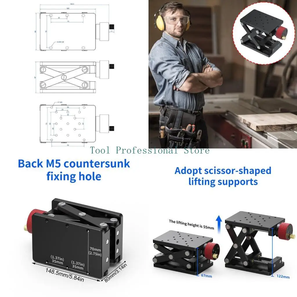 

57QF Manual Micrometer Control Lab Platform Aluminum Frame Lifting Laboratory Scissor