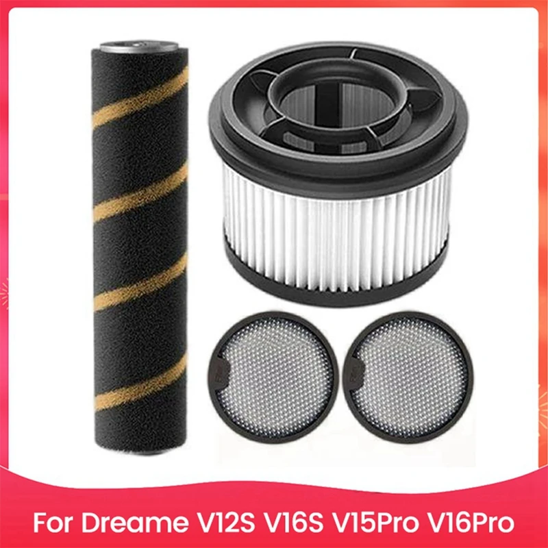 

4 шт. сменная щетка HEPA-фильтр для Dreame V12S V16S V15pro V16pro, детали пылесоса, моющийся роликовый фильтр-щетка
