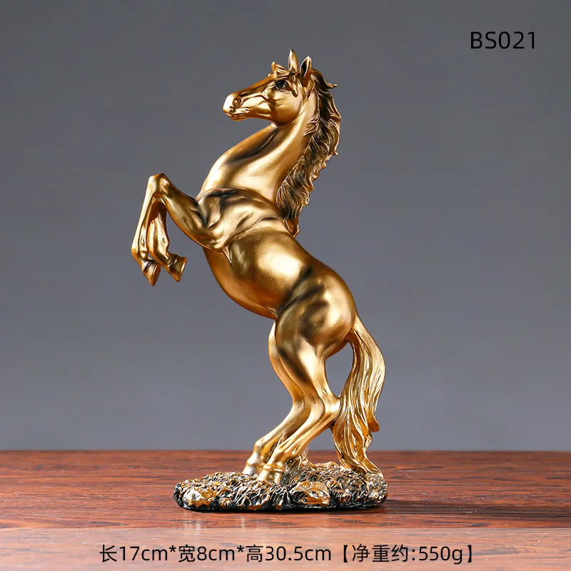 樹脂の金と白の馬の像,北欧の抽象的な装飾品,室内彫刻,家の装飾