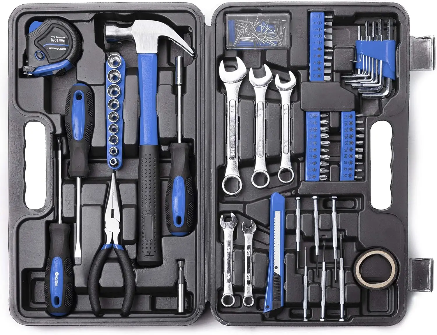 

148Piece Tool Set General Household Hand Tool Kit with Plastic Toolbox Storage Case Blue