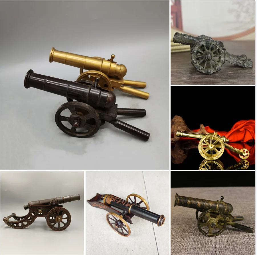 Metal Field Cannon Model Kit Ancient Ship Cannon Model Bronze Cannon Sculpture Decorative Figurine Desk Decorative Accessories