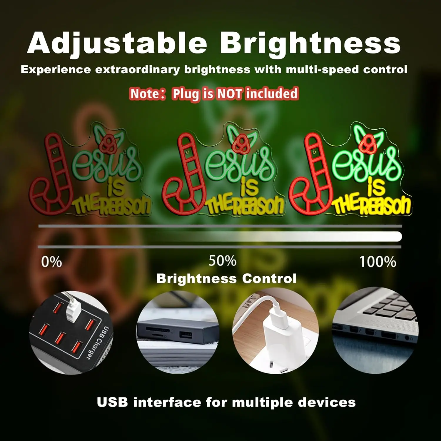 Jesus Is The Reason Neon Led Sign For Christmas Room Decoration Home Party Bar Club Shop Wall Decor USB Powered Wall Decor Lamp