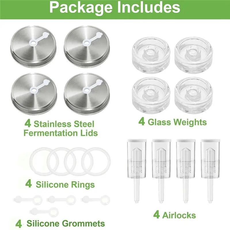 ABWZ-Fermentation Kit For Wide Mouth Mason Fermentation Jar,Pickling/Sauerkraut Kit For Mouth Mason Ja(Jars Not Included)