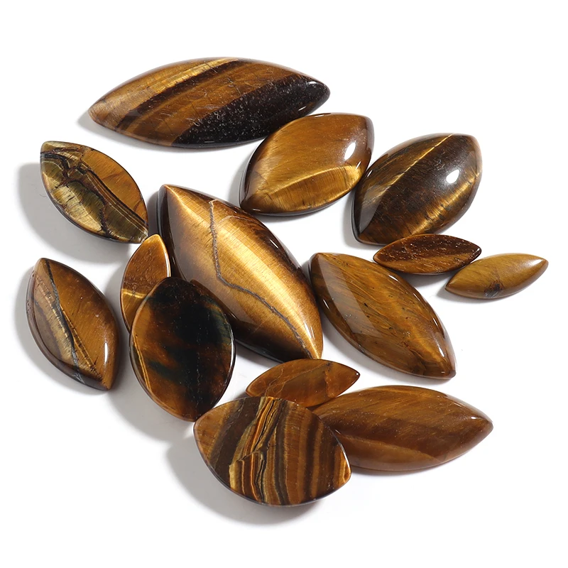 Multiple Sizes Tiger Eye Natural Stone Beads Marquise Cabochon For Ring Garment Flatback Spacers Jewelry Making Supplies