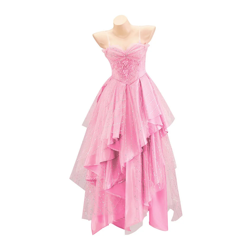 فيلم غليندا تأثيري حلي الحمالة الوردي فستان الأميرة مرحلة الأداء