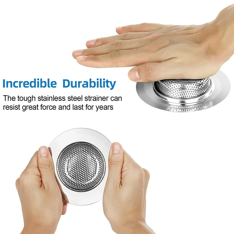 2 Chiếc Bồn Rửa Chén Lưới Lọc Lớn Vành Rộng 4.5 Inch Đường Kính, Có Nắp Đậy Thép Không Gỉ, phù Hợp Với Hầu Hết Các Cống Dẫn Nước