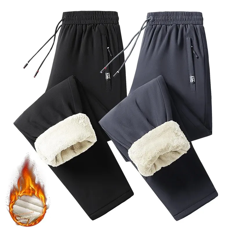 2024 New Men's Fleece-Lined Thickened Casual Pants Plus Size Woolen Pants Winter Warm Long Pants For Men Against Cold