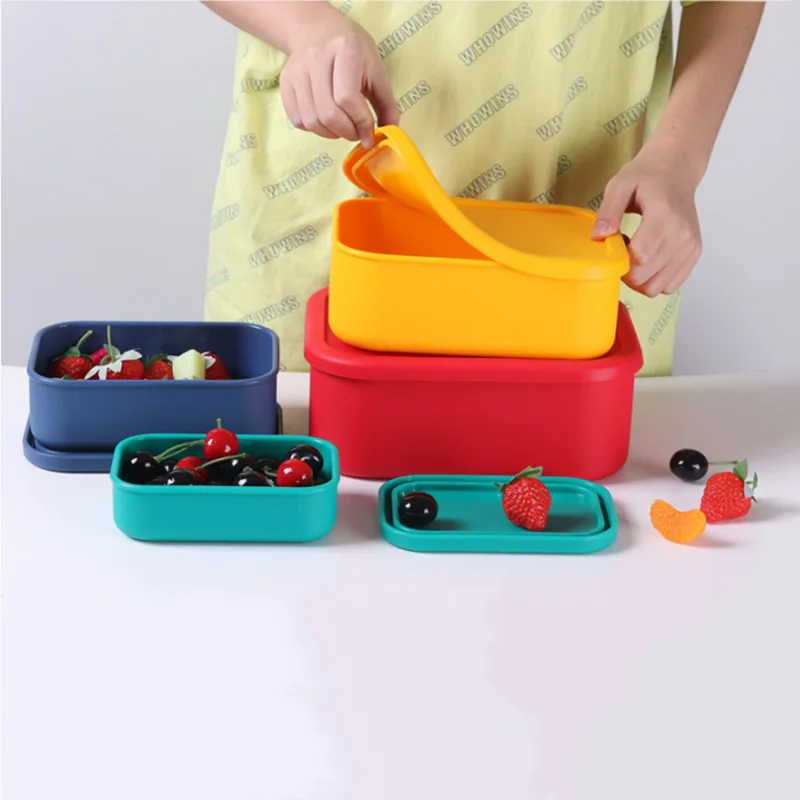 300ml Food-grade Silicone Lunch Box with Sealed Food Preservation Box for Easy Carrying and Microwave Heating