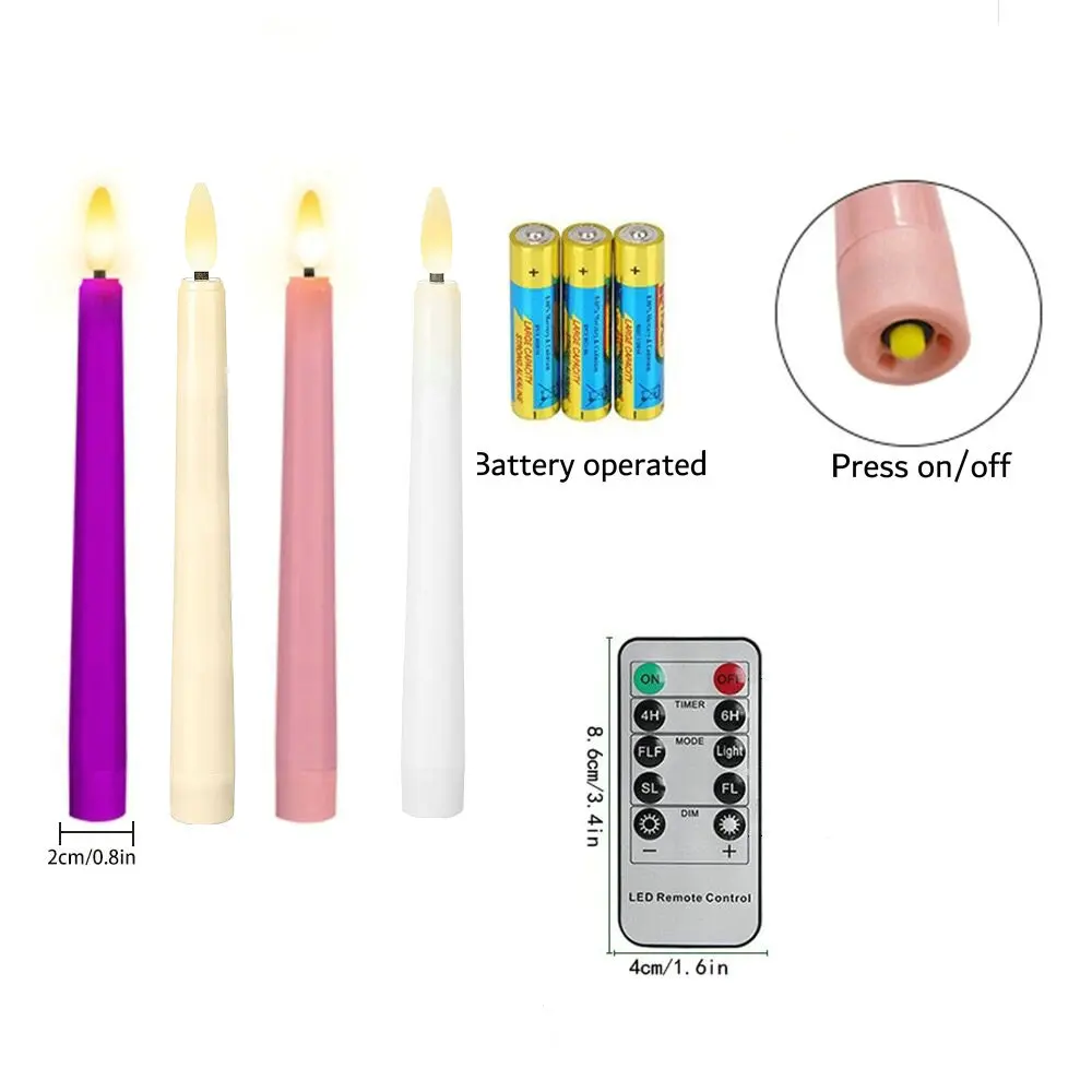 8" Flickering LED Taper Battery Operate Candle light w/timer Remote 3D wick Wedding Home Party Ambient table Lighting Decoration - view 5