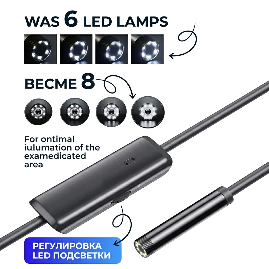 Cámara endoscópica HD 1920P iOS Android de 8 mm, boroscopio para iPhone, Samsung, Tipo-C, impermeable, para inspección de tuberías, alcantarillas y automóviles.