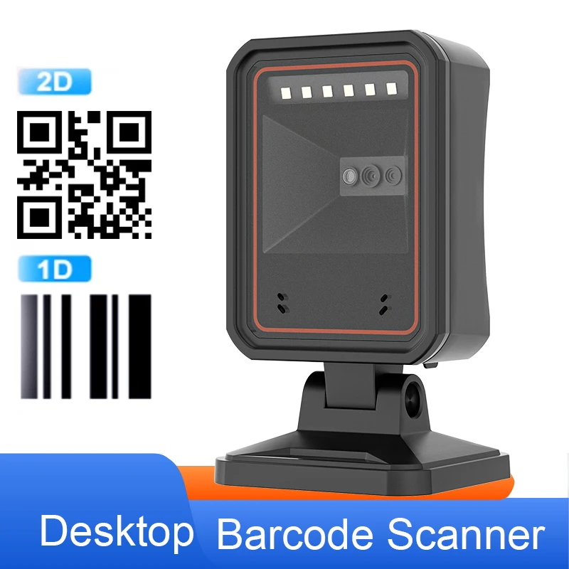 

USB-сканер штрих-кодов 1D/2D с проводным подключением, всенаправленный, для считывания QR-кодов, настольный, Plug & Play