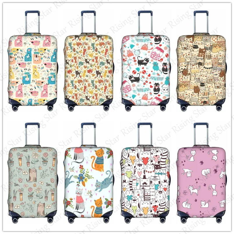 

Thick Elastic Luggage Protective Cover Zipper For 18-32 inch Bag Suitcase Covers Travel Cats cute funny Accessories