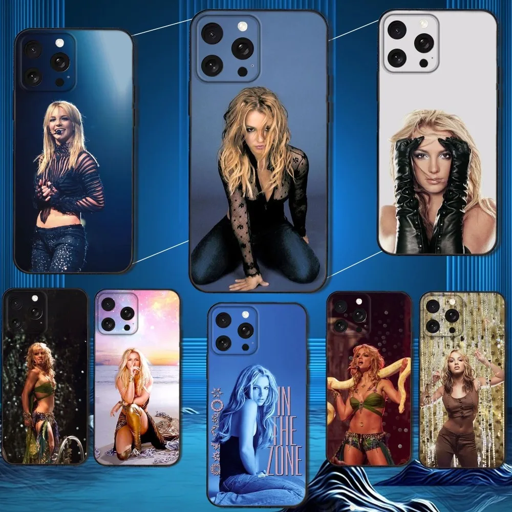 

Singer B-Britney Spears Phone Case For iPhone 16,15,14,13,12,11 Plus,Pro Max,XS,X,XR,SE,Mini,8,7,Soft Silicone Black Cover