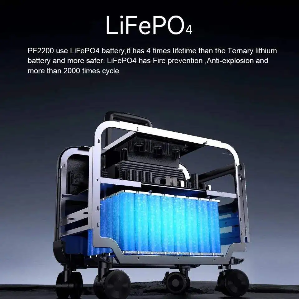 سعر المصنع 2200 واط محطة محمولة لوحة طاقة شمسية مصباح يدوي LiFePO4 بطارية نقية شرط لموجة العاكس تيار مستمر/التيار المتناوب الناتج للكهرباء
