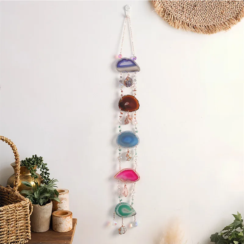 Hanging Crystal Agate Gems Healing Chakras Spiritual Interior Ornaments Natural Stone Quartz Amethyst Energy Gemstone Home Decor