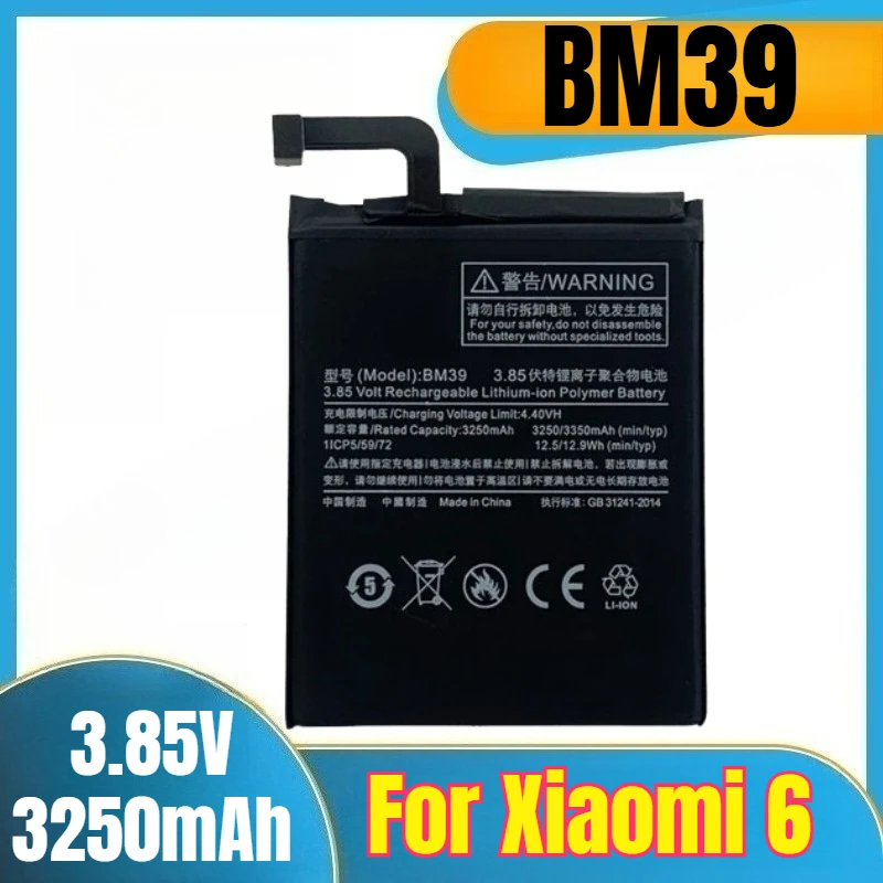 

BM39 3.85V 3250mAh Mobile Phone Battery for Xiaomi 6