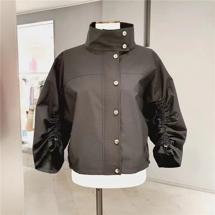 Faionable Casual Thin Svel Folded Design MCHAA 24 Summer Outerwear for Women Lightweight ort Coat