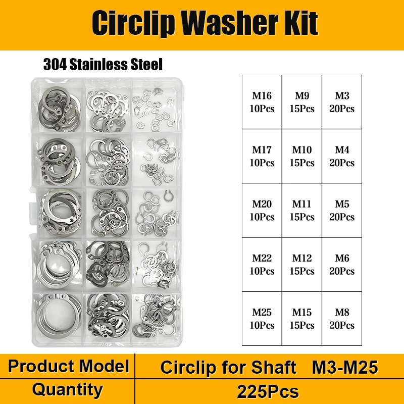 Externe Sicherungsringe C-Clips Unterlegscheiben Sicherungsringe Interne Sicherungsringe aus Edelstahl und Kohlenstoffstahl M3-M48 für Wellen – Detail 10