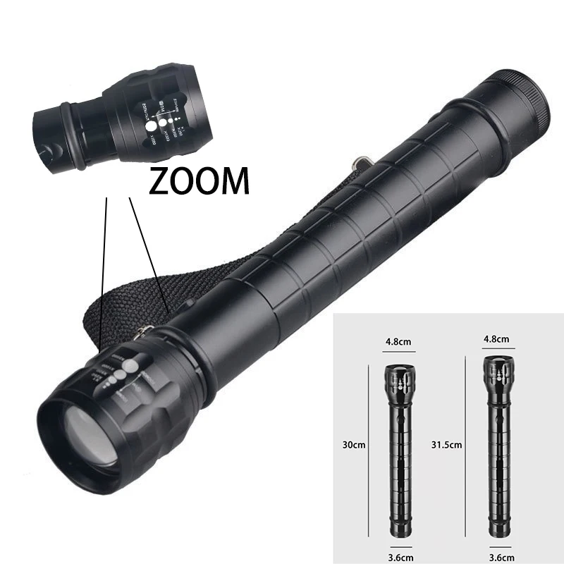 TOPCOM Photo Lantern Matt Black Zoom High Power LED Metal Reflector 2D 3D Cell Battery Flashlight Torch