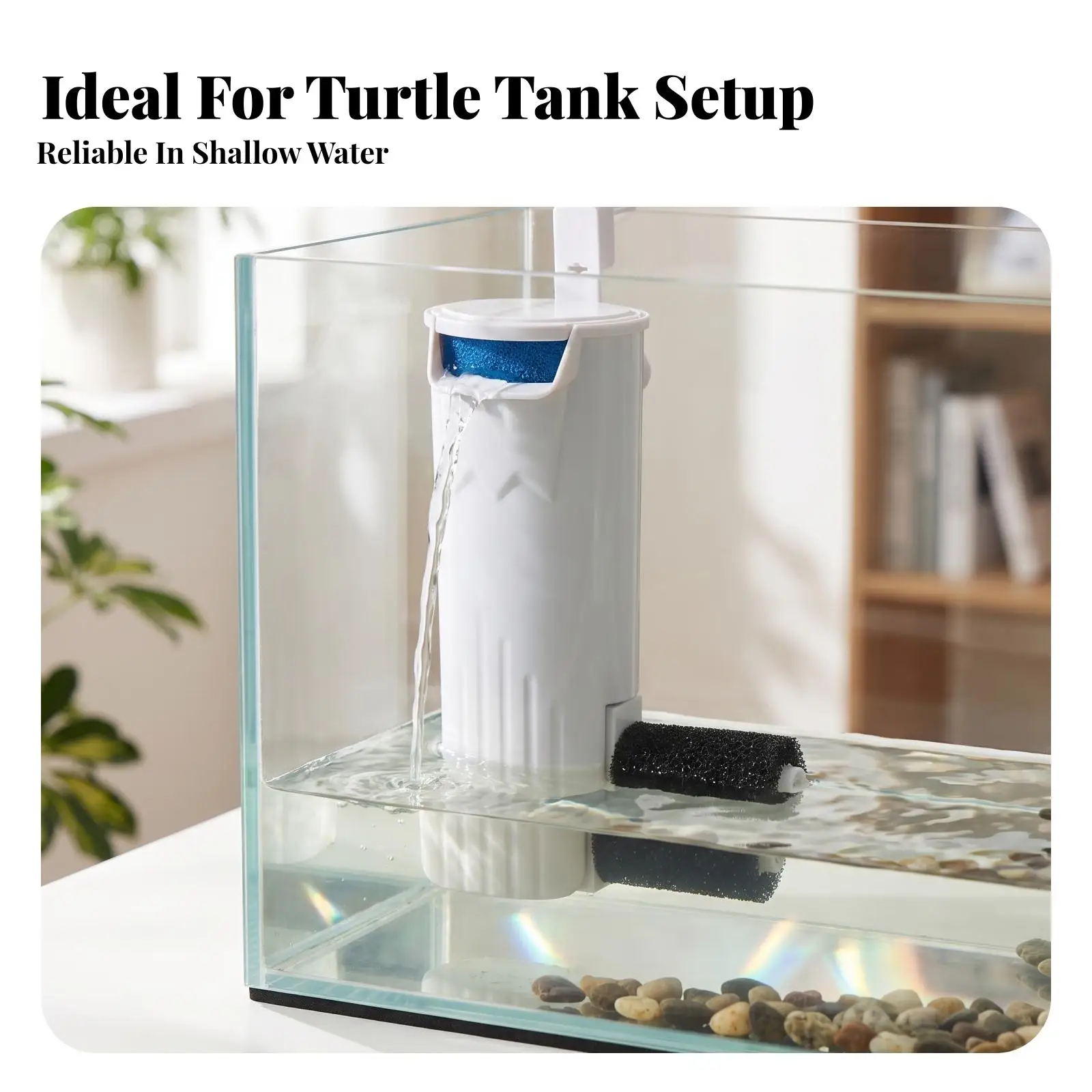 Versatile Aquarium Water Circulator Pump for Turtle Tanks with Top Cover Cylinder Housing and Waterfall Flow