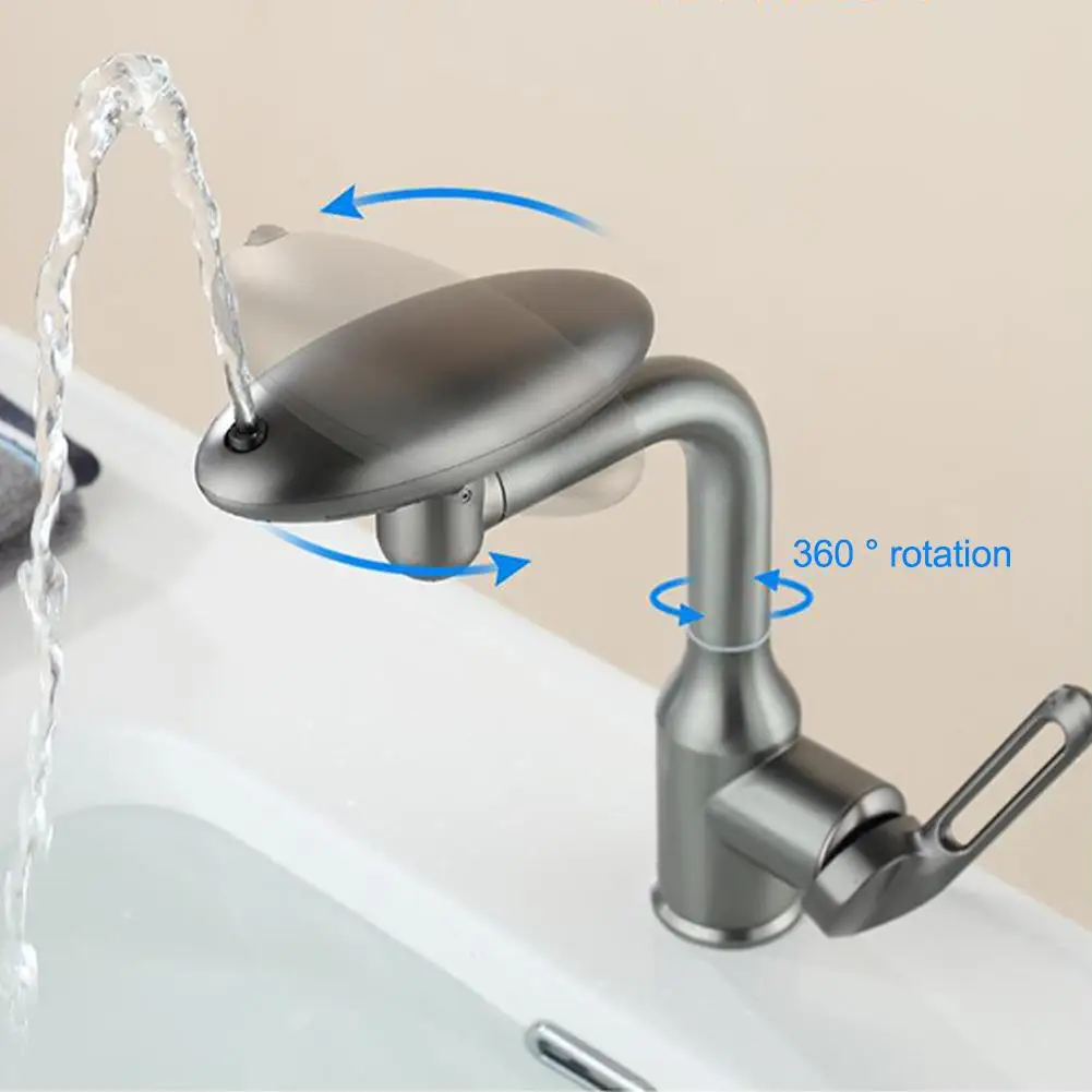 Multi Functional Waterfall Basin Faucet 4 Modes Stream Sprayer 360° Rotation Hot Cold Water Sink Mixer Wash Tap For Bathroom