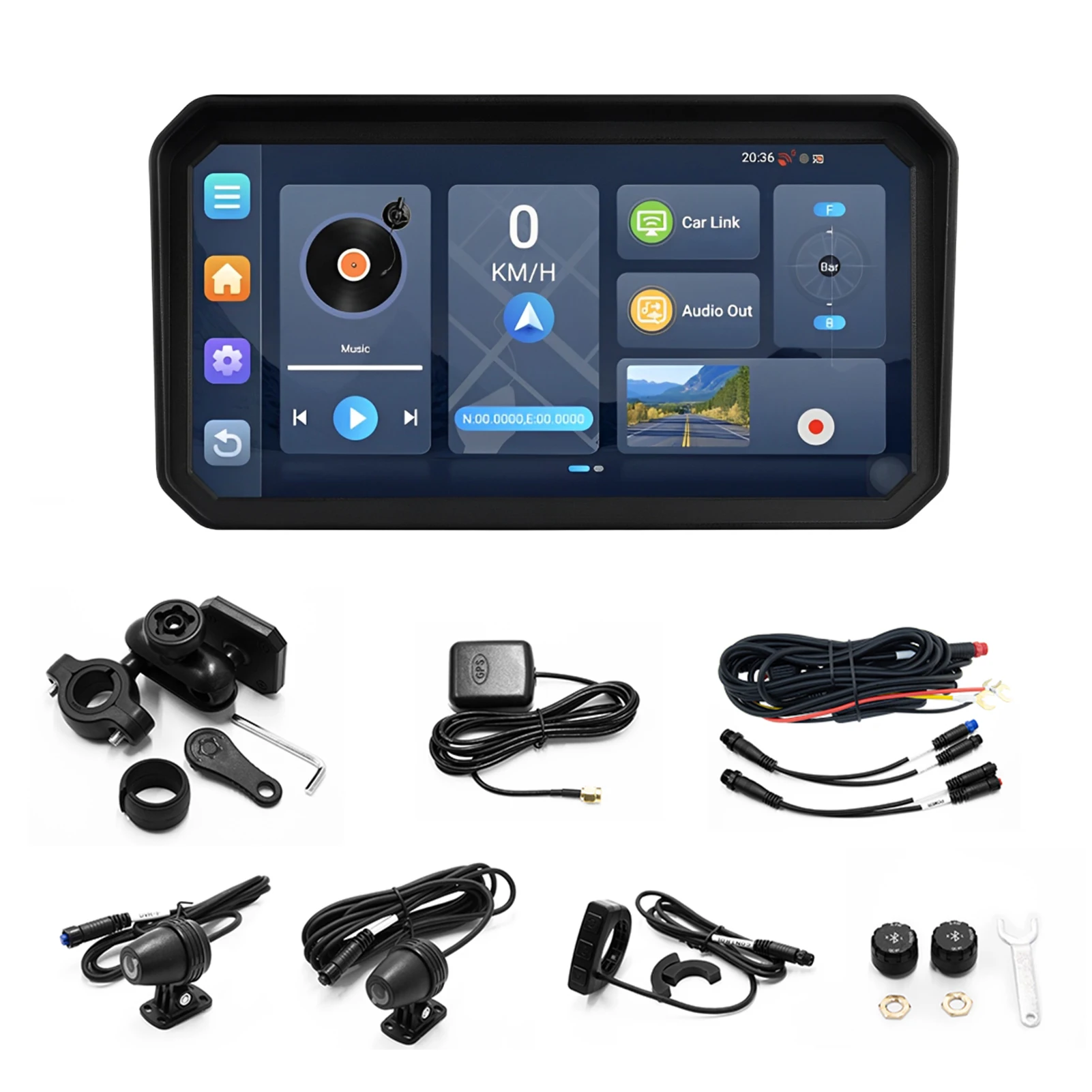 

6 Inch Wireless Car Play Android Auto Motorcycle DVR Recorder Dashboard GPS Navigation Display Screen TPMS Moni-tor Recorder