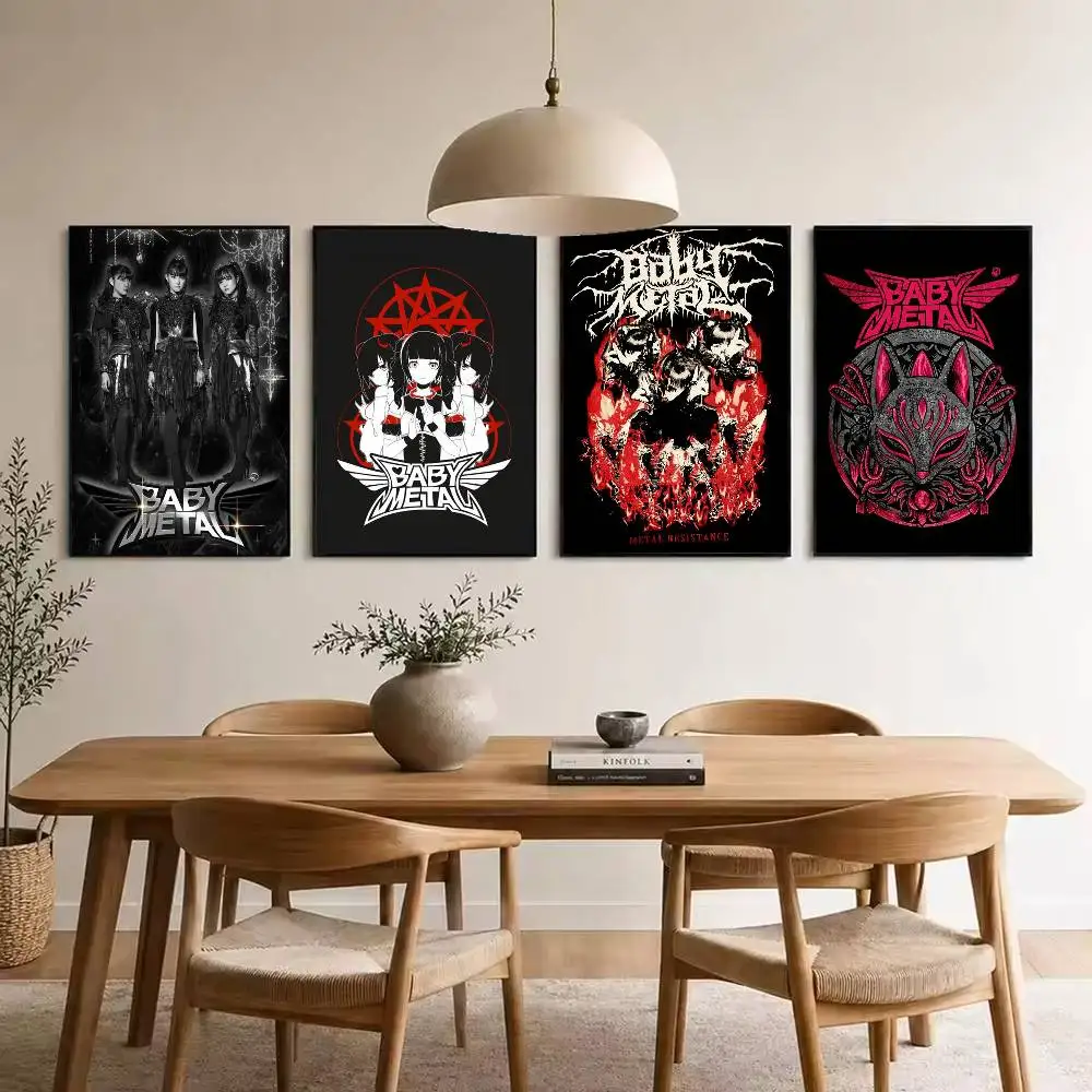 B-Babymetal Metal Forth  Poster Waterproof Wall Art Sticker For Bar Living Room Vintage Decor High Quality Print Gift