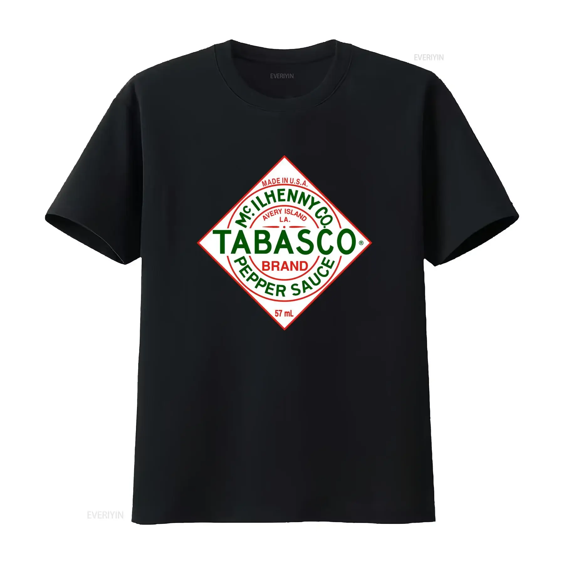 Camiseta de la marca TABASCO con estampado de salsa de pimienta, hecha en EE. UU., tallas S M L XL XXL, colores negro, rojo, blanco, estilo vintage, lavado, gráfico, informal para hombre.