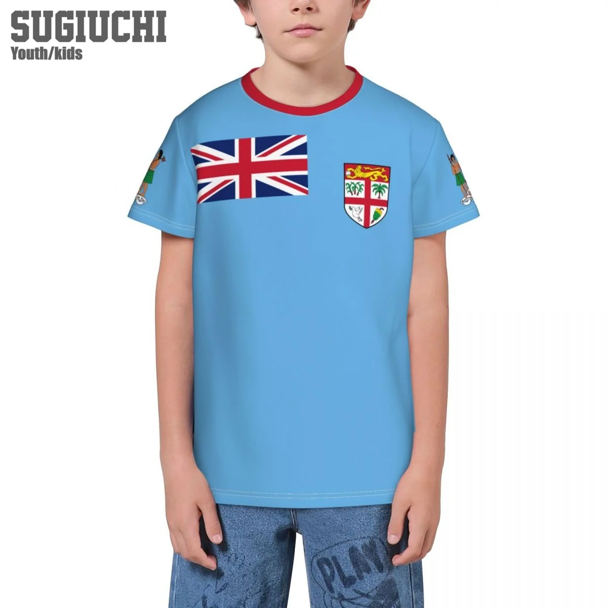 Custom Name Number Fiji Flag Emblem 3D T-shirts For Kids Youth Boy/Girl Tees jersey Soccer Football Fans Gift T shirt