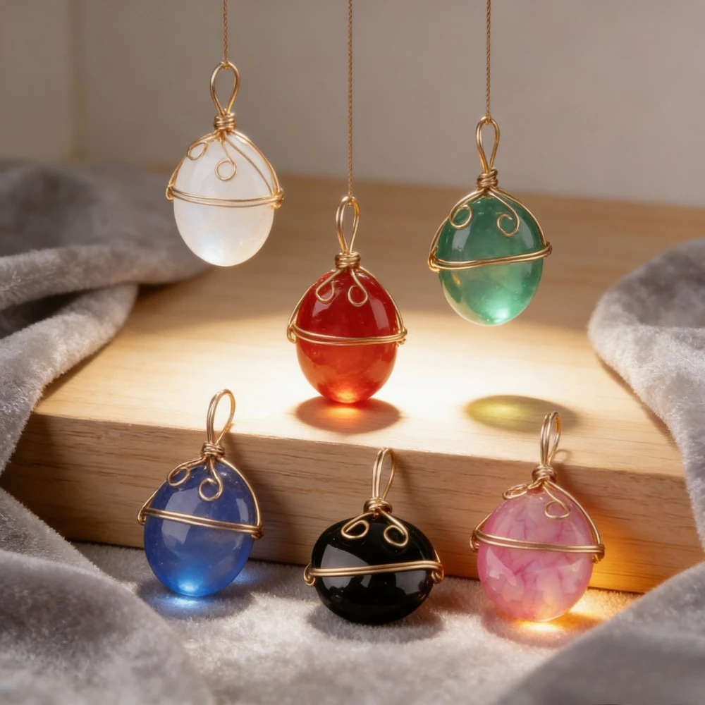 

Gold Wire Wrapped Natural Agate Pendants, Mixed Gemstone Charms for DIY Jewelry Making Necklace